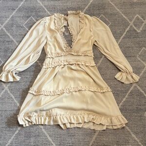 Elegant Cream Ruffle Dress